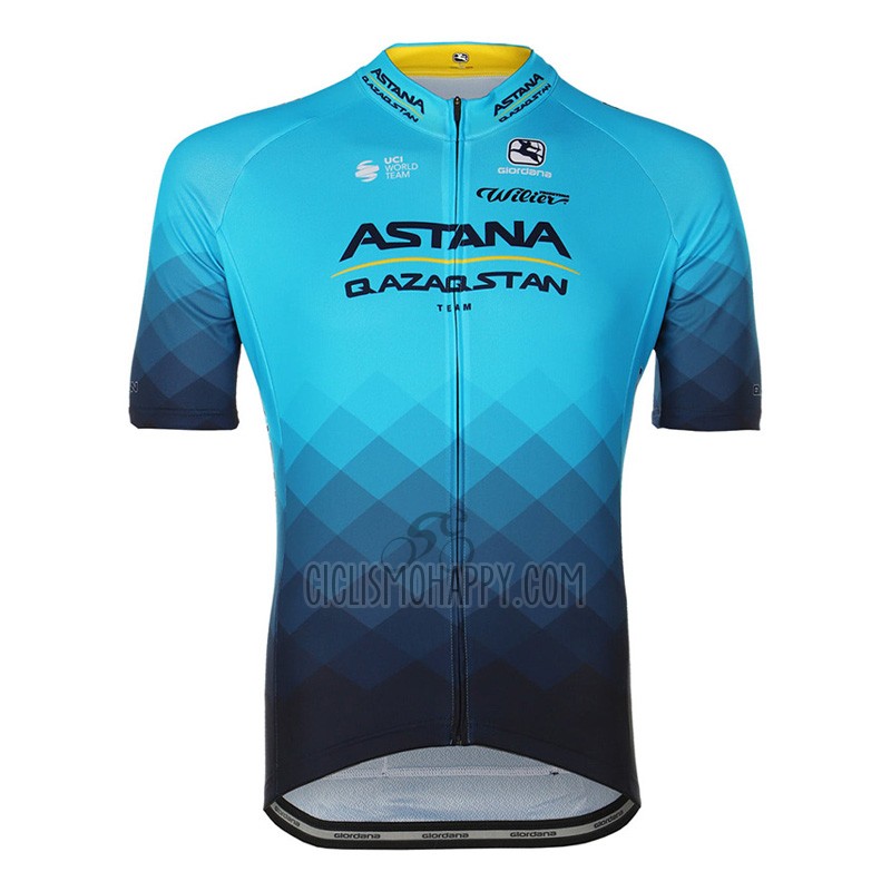 Astana Qazaqstan Team Cycling Jersey Bib Short 2023 Short Sleeve Deep Blue